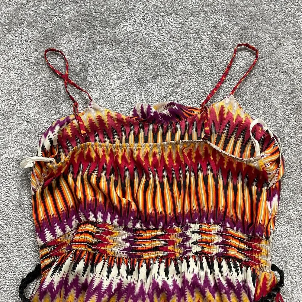 Love Reign Dress Womens XL Multicolor Midi Spaghetti Strap Boho Aztec Belted